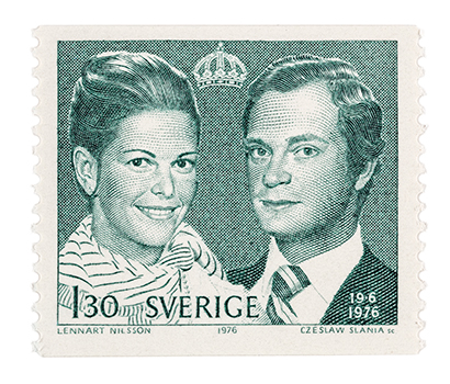Frimärke på Kungaparet från 1976