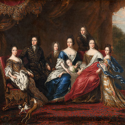 King Karl XI with his family and dogs
