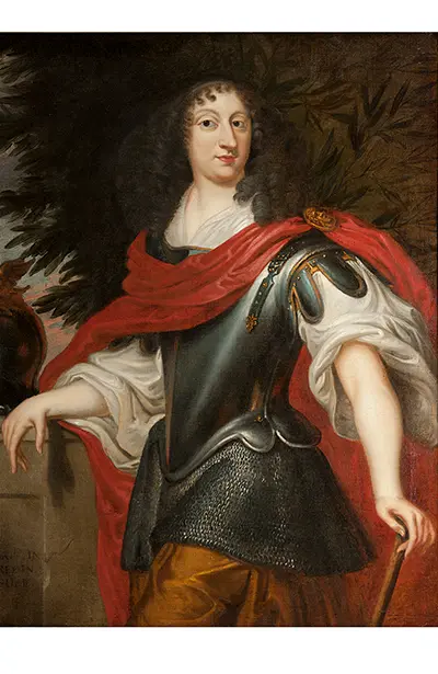 Queen Kristina depicted as Minerva, the Roman goddess of wisdom and strategic warfare.
